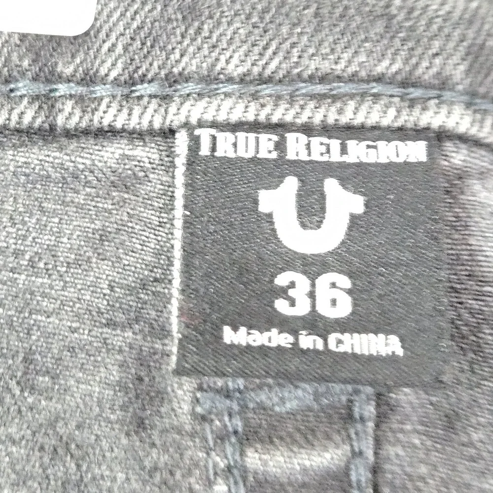 True Religion Men Jeans 36 Black Paint Splatter‎ Rocco Relaxed Skinny Grunge Y2K